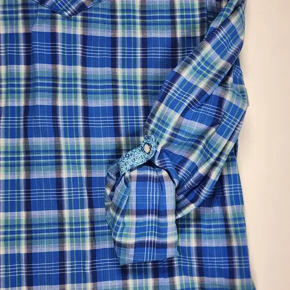 Panhandle Rough Stock Plaid Western Shirt M Embroidered Snap - Picture 13 of 14